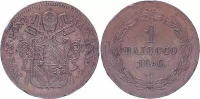 Stato Pontificale 1 Baiocco  - Pivs IX - 1850 R V