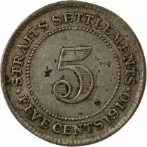Straits Settlements Straits Settlements, Edouard VII - 5 Cents Argent 1910