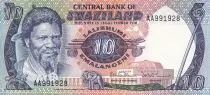 Suazilandia 10 Emalangeni - King Sobuzha II - Asbestos mine - ND (1985) - Serial AA - P.10c