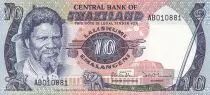 Suazilandia 10 Emalangeni - King Sobuzha II - Asbestos mine - ND (1985) - Serial AB - P.10c