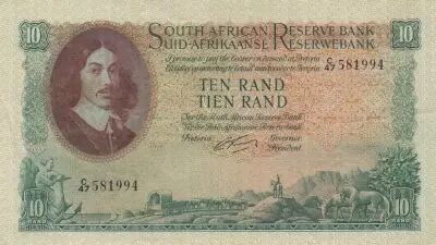 Sud Africa 10 Rand - Jan Van Riebeeck - Mine - 1962 - Serial C.47