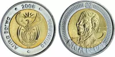 Sud Africa 5 Rand, Nelson Mandela - 2008 Bimetal - AU