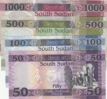 Sud Soudan S&eacute;rie 4 billets  50,100,500,1000 pounds - J. Garang de Mabior - 2019-2024