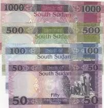 Sud Sudan Series of 4 banknotes: 50, 100, 500, 1000 pounds - J. Garang de Mabior - 2019-2024