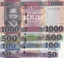 Sud Sudan Series of 4 banknotes: 50, 100, 500, 1000 pounds - J. Garang de Mabior - 2019-2024
