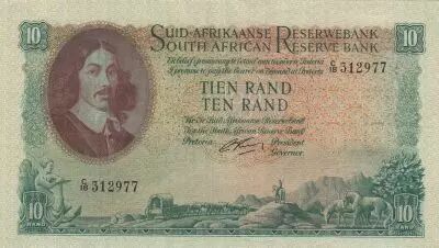 Sud�frica 10 Rand - Jan Van Riebeeck - Mine - 1962 - Serial C.18