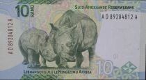 Sud&aacute;frica 10 Rand - Nelson Mandela - Black Rhinoceros - 2023 - AD-A Series