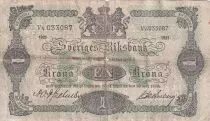 Suecia 1 Krona - Green - 1921 - Serial Vv - P.32h