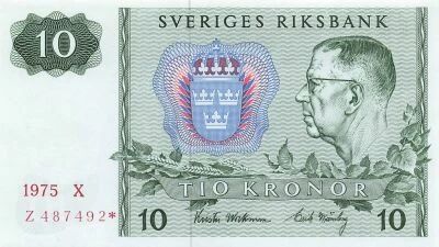 Suecia 10 Kronor - 1975 - Replacement - P.52