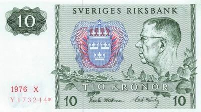 Suecia 10 Kronor - 1976 - Replacement - P.52