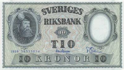 Suecia 10 Kronor - Gustav Vasa - 1959 - P.43