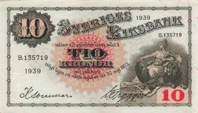 Suecia 10 Kronor - Mother Svea - 1939 - P.34