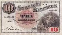 Suecia 10 Kronor - Svea - Gustav Vasa - 1938 - Serial Vv - P.34u