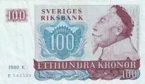 Suecia 100 Kronor - Gustav II Adolf - Boat - 1980 - Serial K