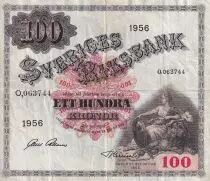 Suecia 100 Kronor - Svea - Gustav Vasa - 1956 - Serial O - P.45b