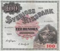 Suecia 100 Kronor - Svea - Gustav Vasa - 1963 - Serial D - P.48e