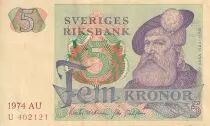 Suecia 5 Kronor - Gustav Vasa - 1974 - Serial AU - P.51c