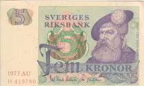 Suecia 5 Kronor - Gustav Vasa - 1977 - Serial AU - P.51c