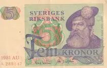 Suecia 5 Kronor - Gustav Vasa - 1981 - Serial AU - P.51d
