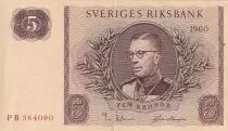 Suecia 5 Kronor - Roi Gustaf VI - Serial PB - 1960 - P.42e