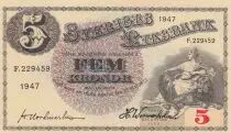 Suecia 5 Kronor Svea - Gustav Vasa - 1947 - F.229459