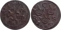 Suède 1/6 Ore Carl XI - Armoiries - 1667