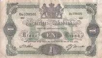 Suède 1 Krona - Vert - 1921 - Série Uu - P.32h