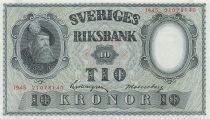 Su&egrave;de 10 Kronor - Gustav Vasa - 1945 - P.40