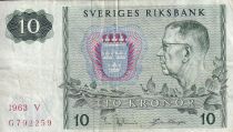 Suède 10 Kronor - Roi Gustaf VI - 1963 -  Série V - P.52a