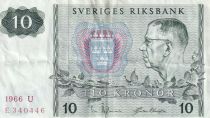 Suède 10 Kronor - Roi Gustaf VI - 1966 -  Série U - P.52b