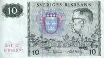 Su&egrave;de 10 Kronor - Roi Gustaf VI - 1971 -  S&eacute;rie O- P.52c