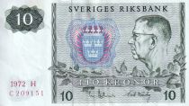 Suède 10 Kronor - Roi Gustaf VI - 1972 -  Série H - P.52c