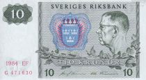 Suède 10 Kronor - Roi Gustaf VI - 1984 -  Série EF - P.52e