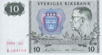 Suède 10 Kronor - Roi Gustaf VI - 1984 - AG - P.52e