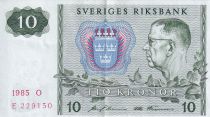 Suède 10 Kronor - Roi Gustaf VI - 1985 -  Série O- P.52d