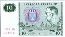 Suède 10 Kronor Roi Gustaf VI - 1980