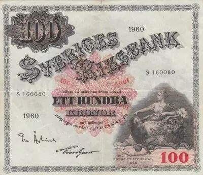 Su�de 100 Kronor - Svea - Gustav Vasa - 1960 - S�rie S - P.48b