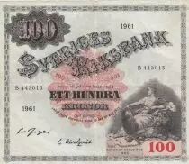 Suède 100 Kronor - Svea - Gustav Vasa - 1961 - Série B - P.48c