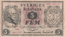 Suède 5 Kronor - 90 ans du roi Gustav V - 1948 - P.41a
