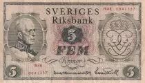 Suède 5 Kronor - 90 ans du roi Gustav V - 1948 - P.41a