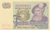 Suède 5 Kronor - Gustav Vasa - 1977 - DU - P.51