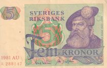 Suède 5 Kronor - Gustav Vasa - 1981 - Série AU - P.51d