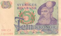 Suède 5 Kronor - Gustav Vasa - 1981 - Série CS - P.51d