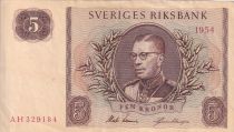 Suède 5 Kronor - Roi Gustaf VI - 1954 -  Série H - P.42a
