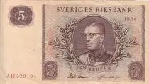 Su&egrave;de 5 Kronor - Roi Gustaf VI - 1954 -  S&eacute;rie H - P.42a