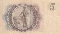 Su&egrave;de 5 Kronor - Roi Gustaf VI - 1955 -  S&eacute;rie FH - P.42b