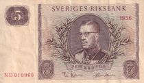 Suède 5 Kronor - Roi Gustaf VI - 1956 -  Série ND - P.42c