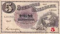 Su&egrave;de 5 Kronor - Svea - Gustav Vasa - 1947 - S&eacute;rie L - P.33ad