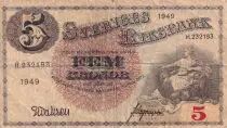 Su&egrave;de 5 Kronor - Svea - Gustav Vasa - 1949 - S&eacute;rie H - P.33af