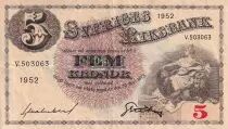 Su&egrave;de 5 Kronor - Svea - Gustav Vasa - 1952 - S&eacute;rie V - P.33ai